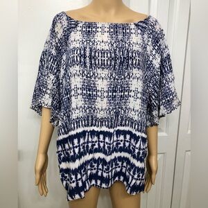 Beach Lunch Lounge Blue Top blouse Size L